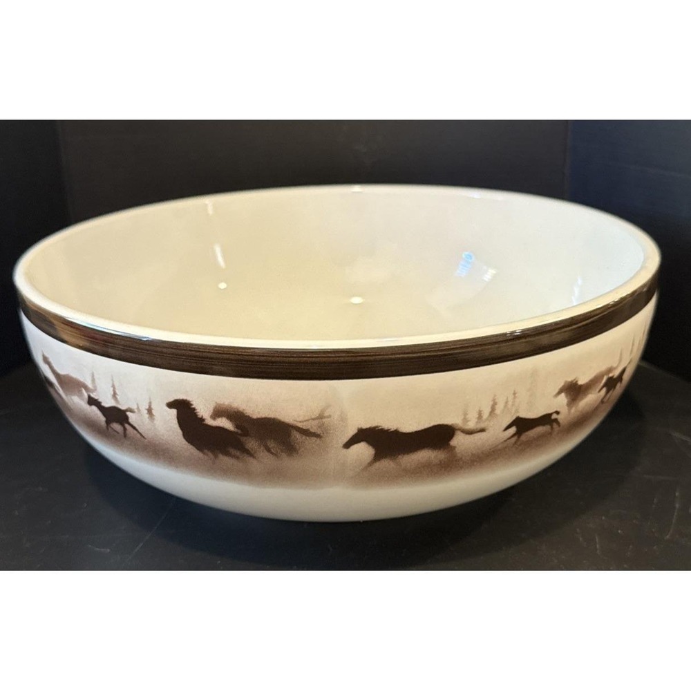 Big Sky Carvers Wild Horses Thomas Norby Vegetable Serving Bowl Western 10 Inch